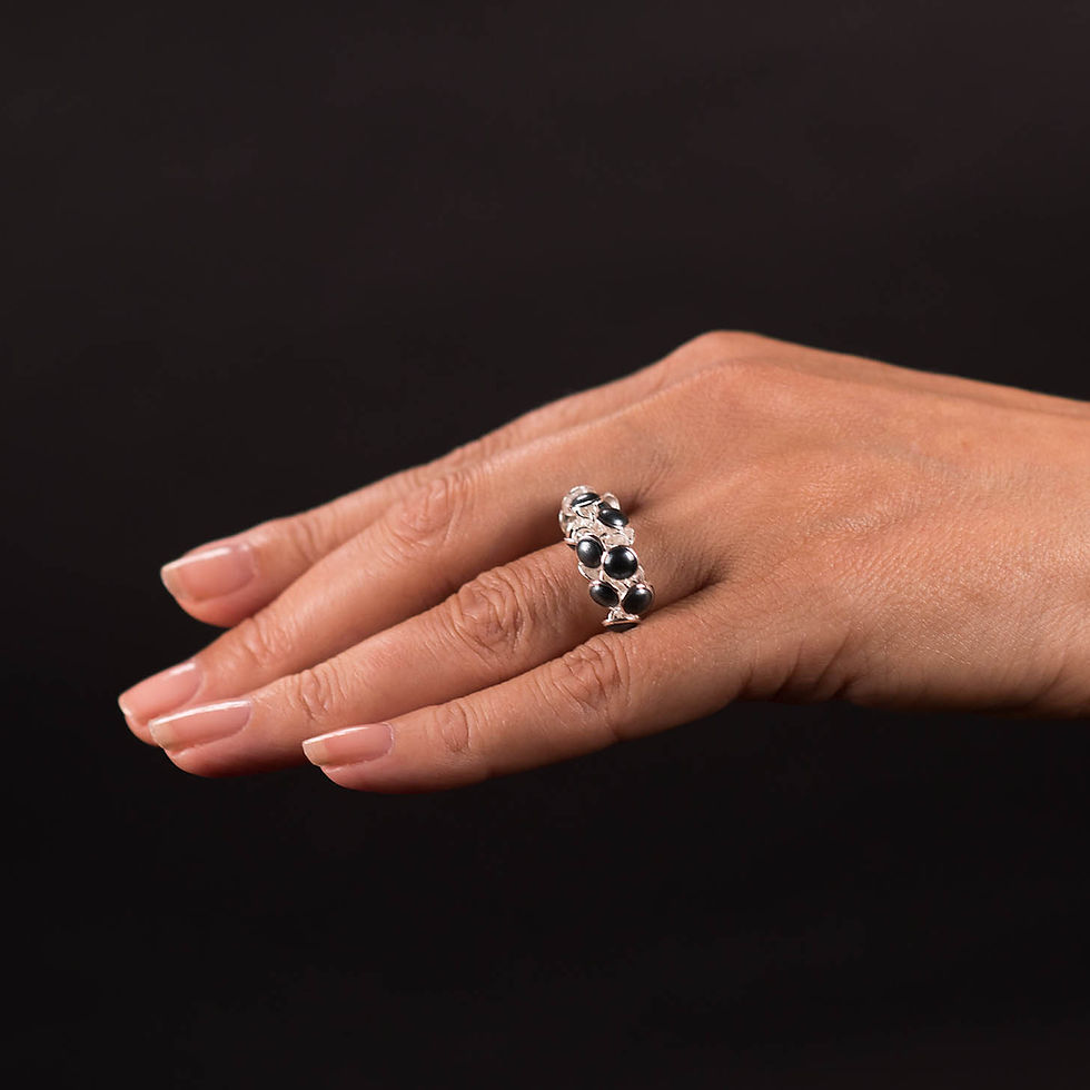 Thumbnail: SEASHELL RING - DARK GRAY -  1 ROW