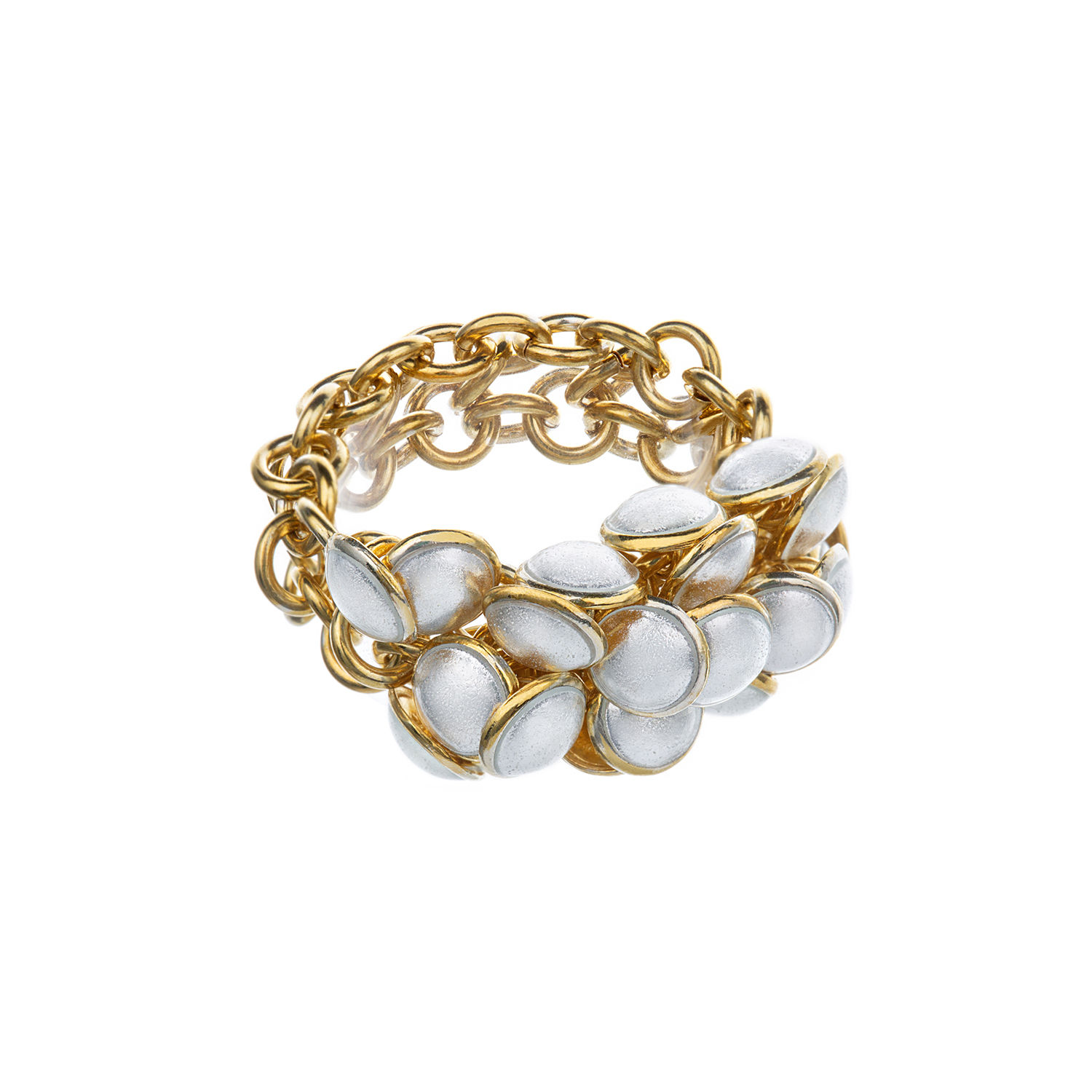 SEASHELL RING - WHITE - GOLD PLATED - 2 ROW