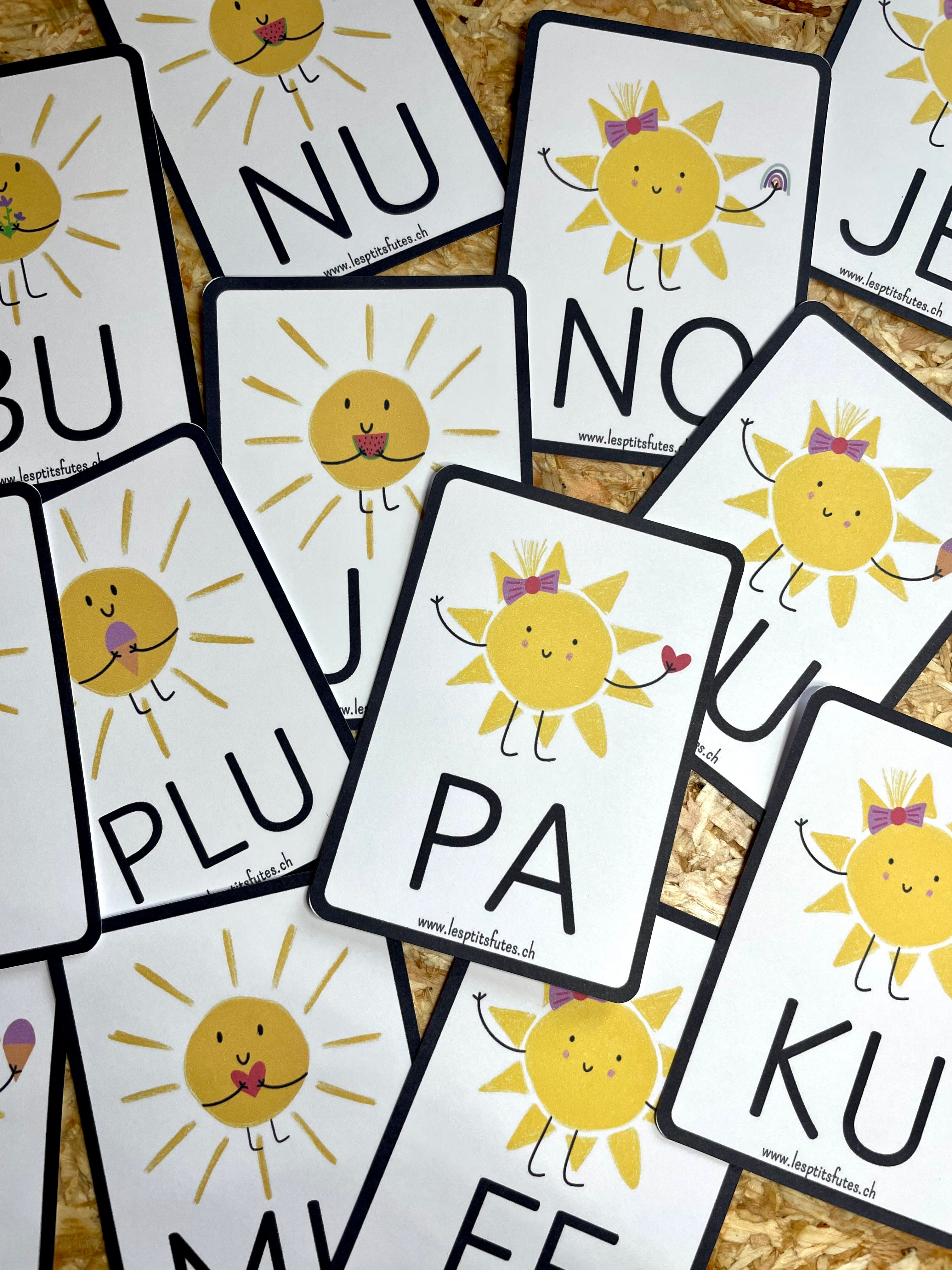 100 cartes de lecture de syllabes - Soleil ☀️