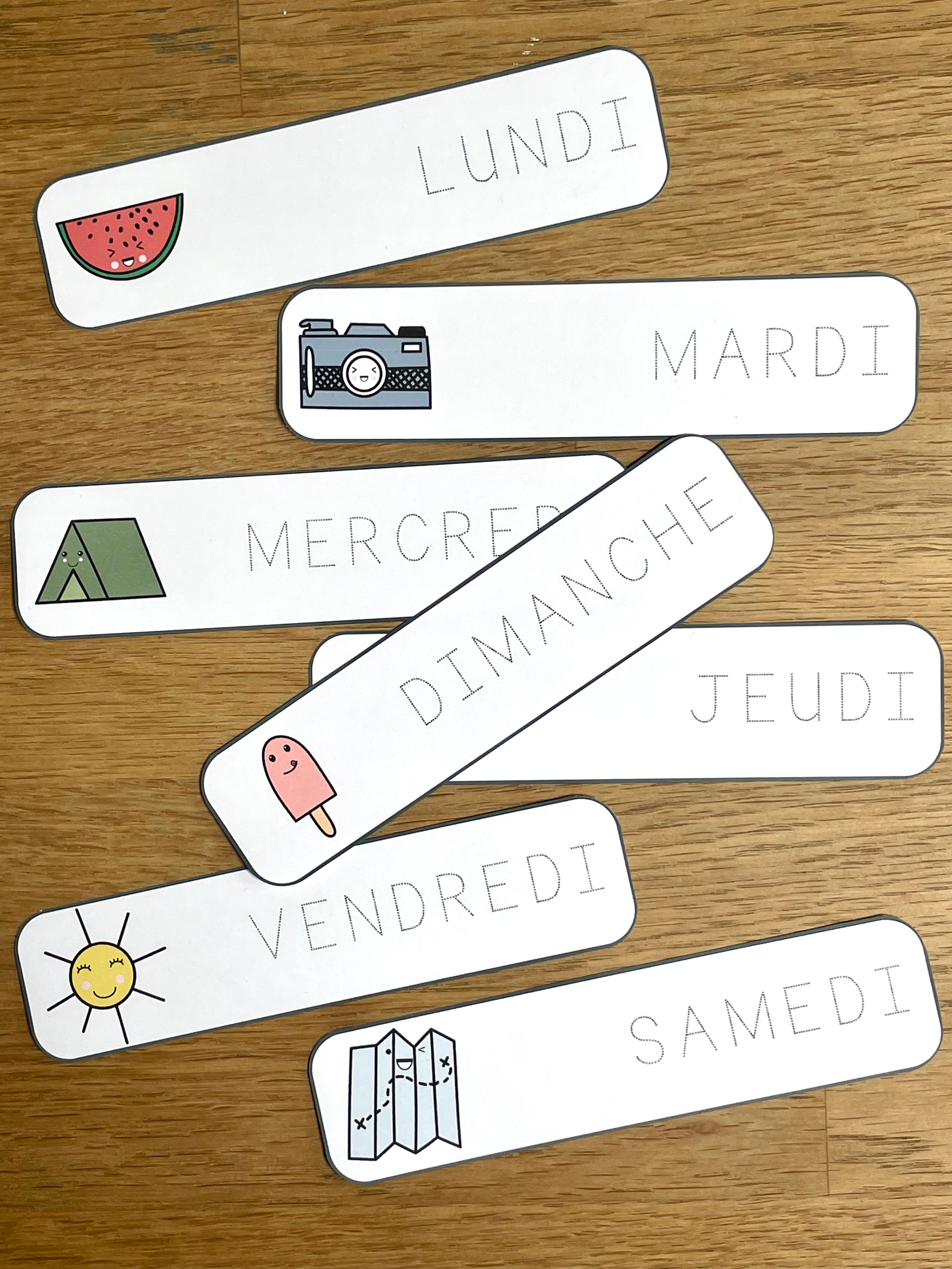 Jours de la semaine - Guide d'écriture - Eté