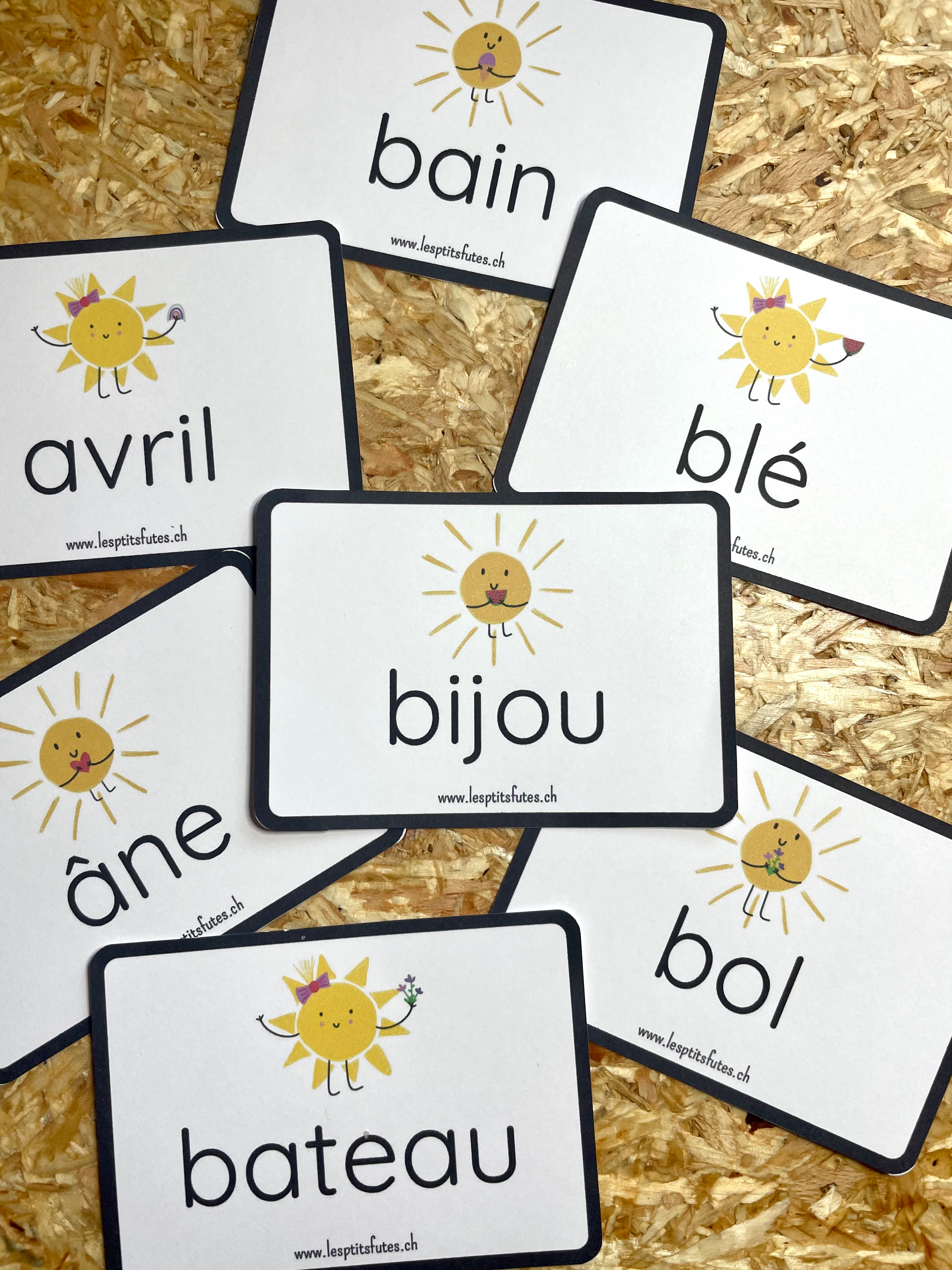 100 cartes de lecture de mots - Soleil ☀️