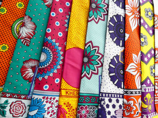 Beautiful patterned and colourful traditional fabric called Khanga