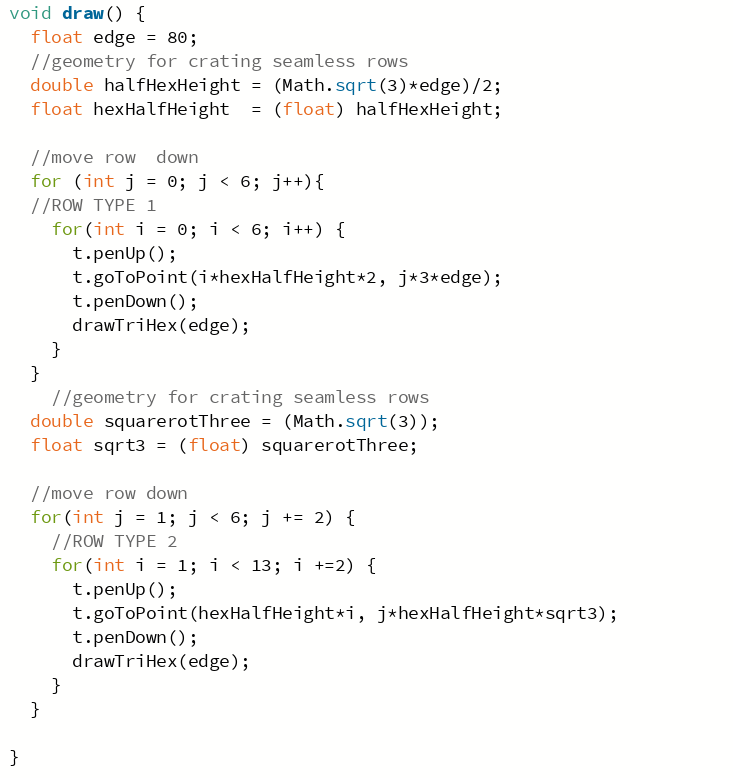Loops for making row types 1, type 2, and the whole pattern