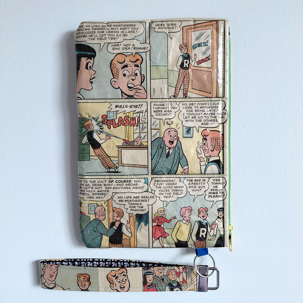 Thumbnail: Upcycled 60s Archie Comic Book Zippered Wristlet Pouch-Water Boy
