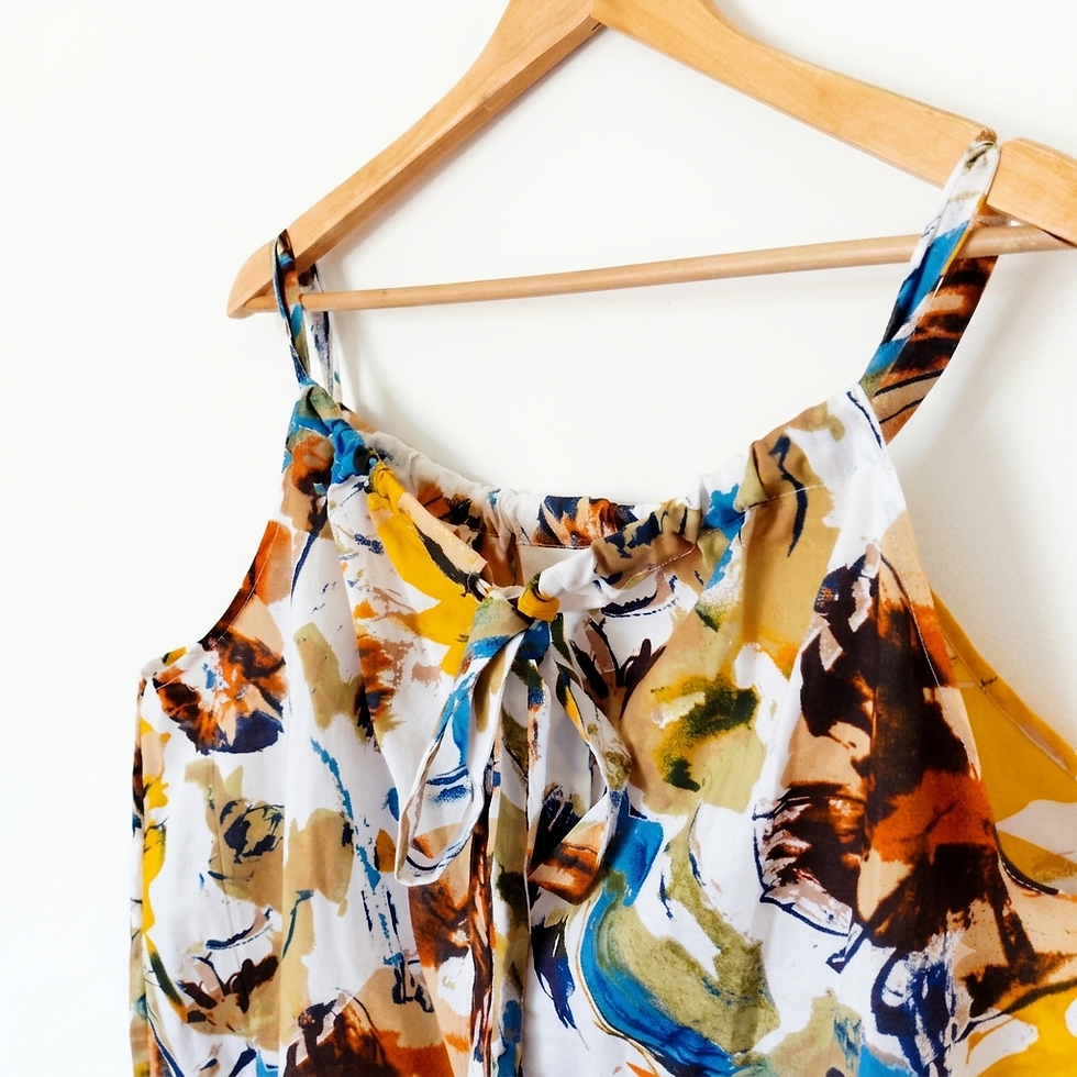 Thumbnail: Vintage Abstract Floral Gathered Halter Top with Adjustable Tie Back – Large