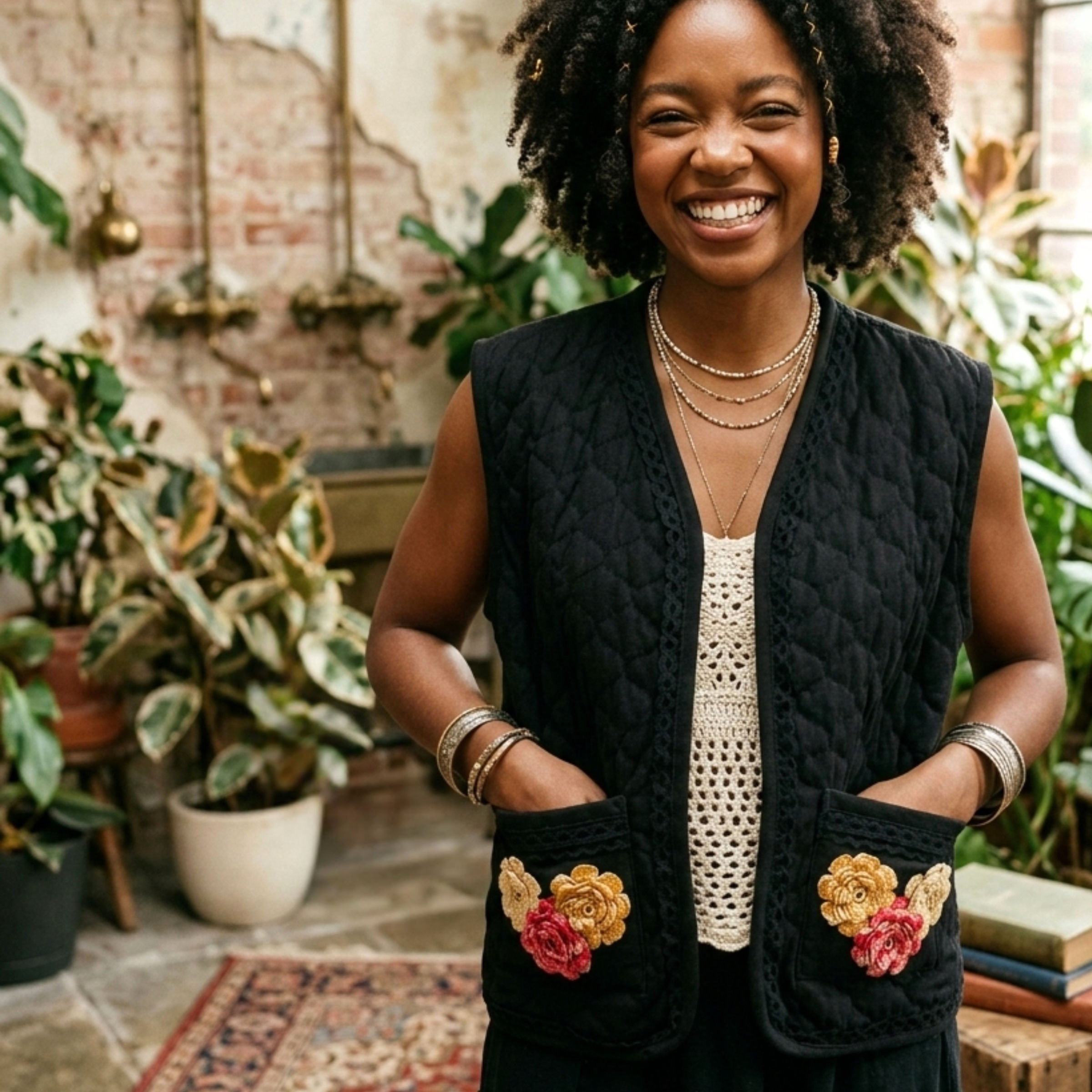 Doily Bloom Upcycled Quilted Vest