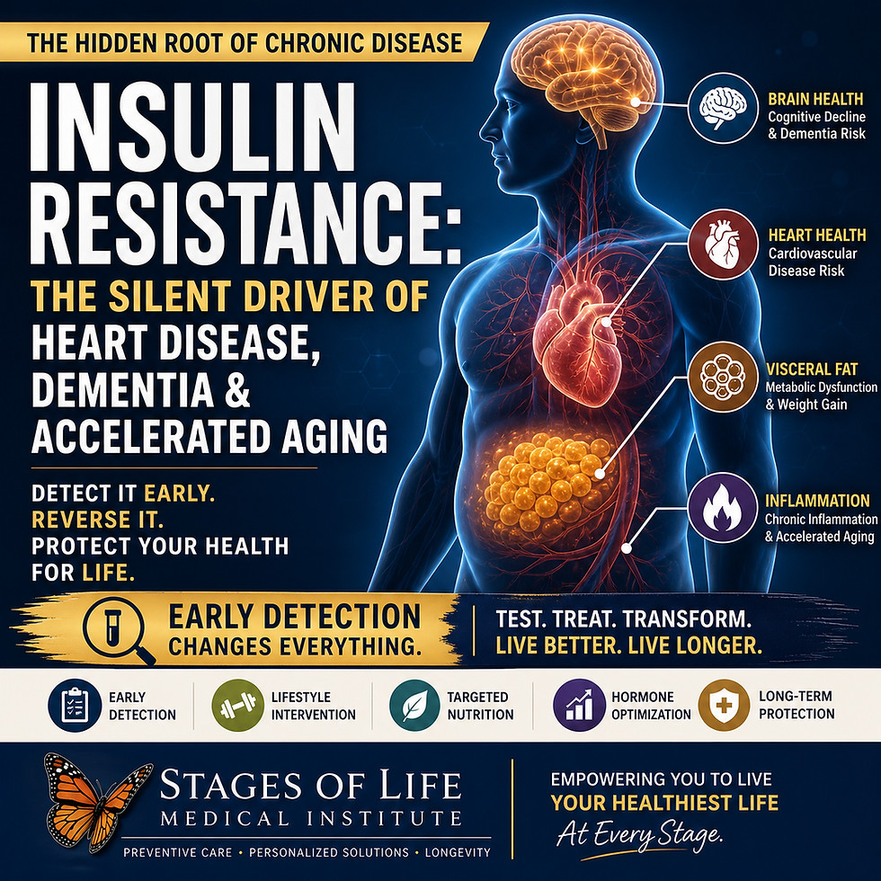 Insulin resistance fuels heart disease, dementia, and aging. Detect it early with advanced testing and reverse risk with targeted treatment strategies.