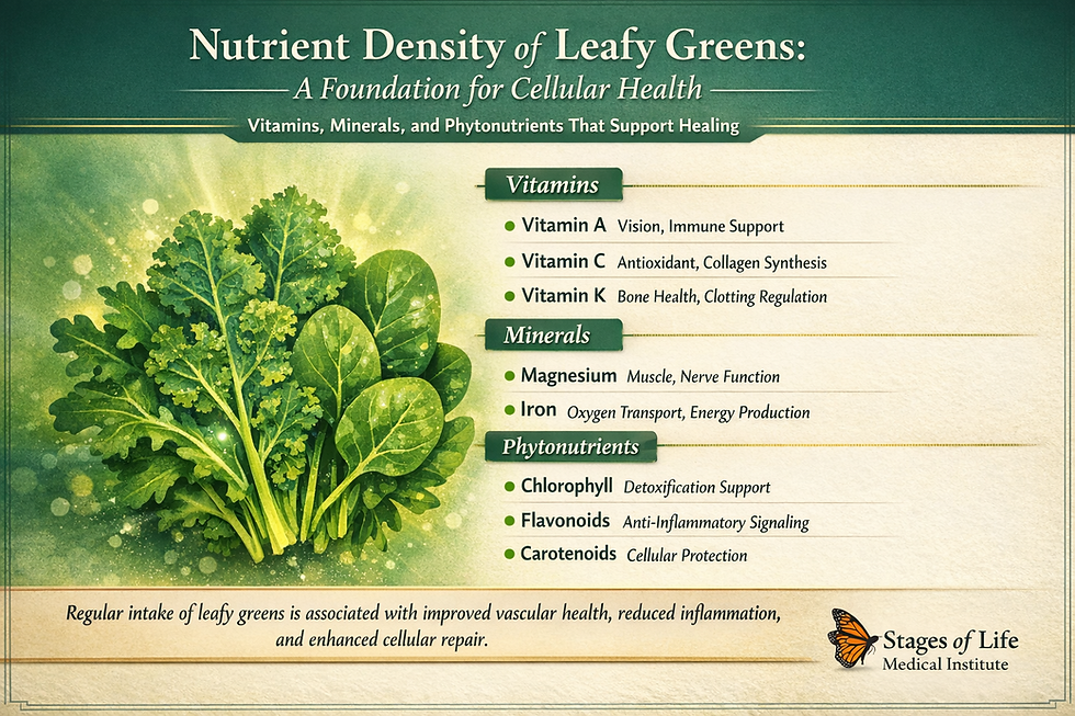 vitamins, minerals, and phytonutrients in leafy greens that support heart health, reduce inflammation, and improve cellular function.
