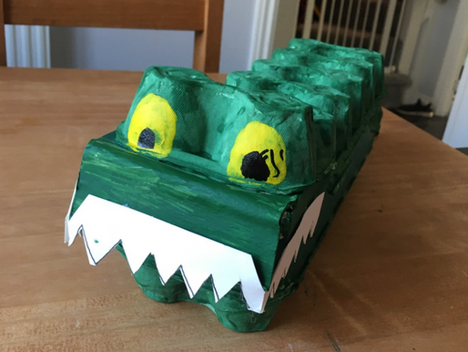 A pupil in Puffin class made this great crocodile out of egg boxes. Well done !