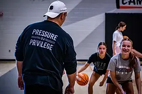 “Youth athletes learning basketball fundamentals with Texas Mayhem coaches in the Keller community.