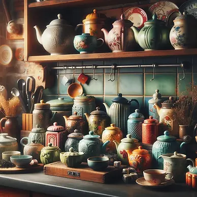 DALL·E 2024-03-07 12.43.51 - A cozy kitchen shelf scene with an assortment of colorful cer