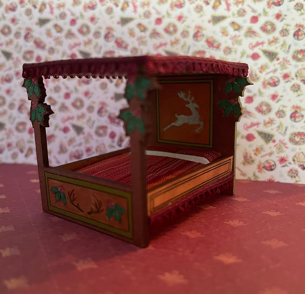Thumbnail: 1/48th kit, Christmas holly 4 poster bed, quarter scale