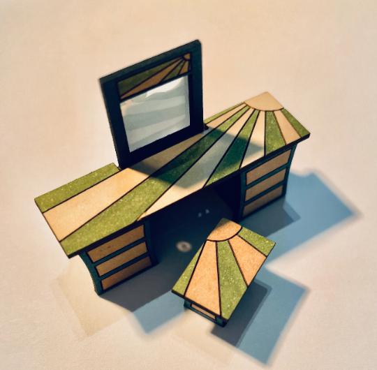 Thumbnail: 1/48th kit, Art Deco dressing table and stool, quarter scale