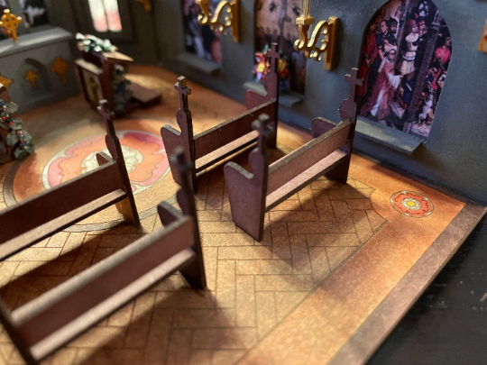 Thumbnail: 1/48th kit, medieval/gothic pew, quarter scale