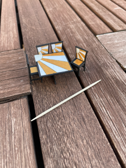 Thumbnail: 1/48th Art Deco Dining table and 4 chairs, quarter scale