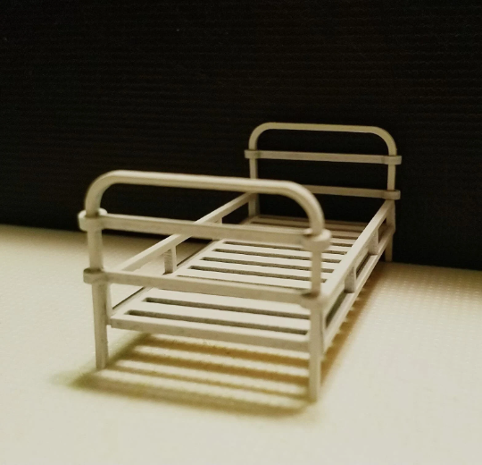 Thumbnail: 1/48th kit iron bed, quarter scale