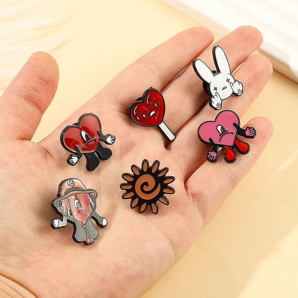 Thumbnail: Creative Cute Bad Bunny Pin for Backpack Accessories Red Heart Badges Jewelry De