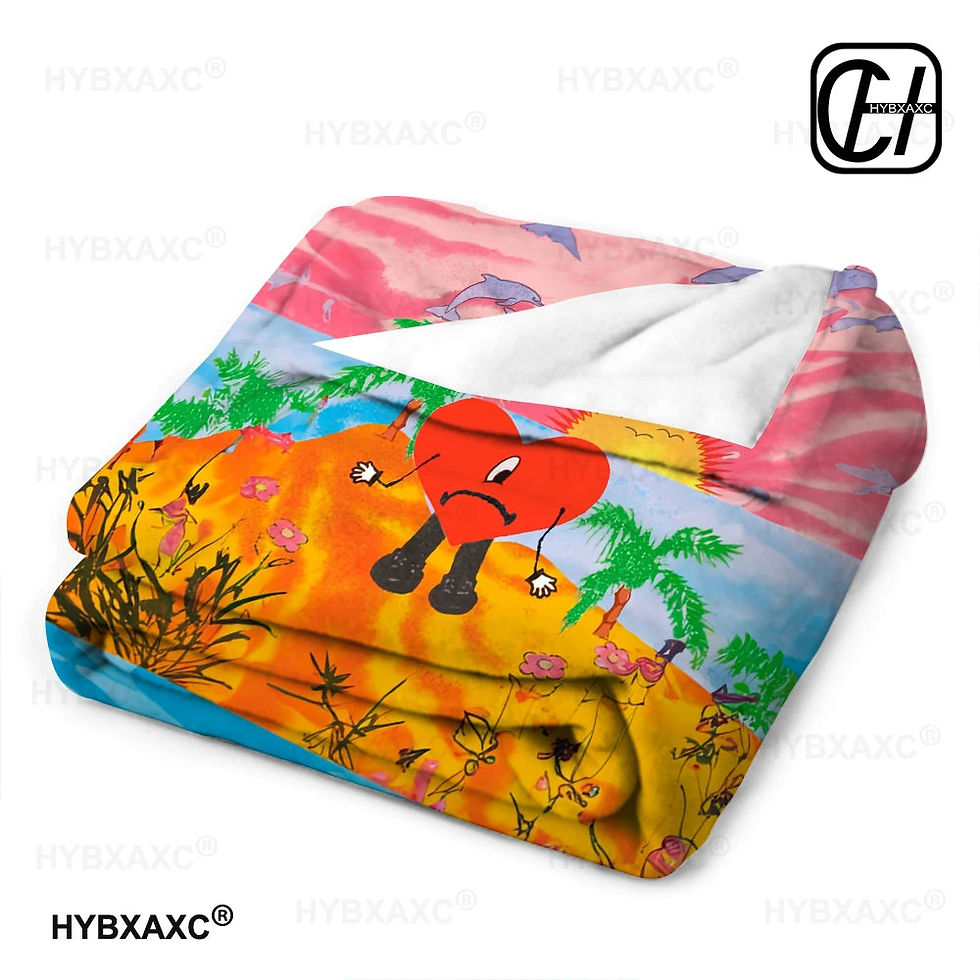 Thumbnail: Cartoon Bad Bunny Blanket Flannel Blankets Pop Latin Music Warm Plush Fleece Thr