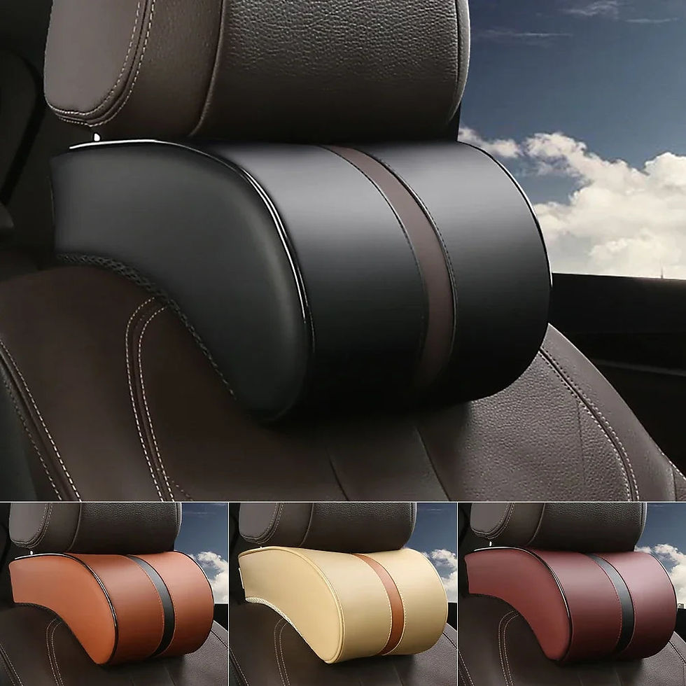 Thumbnail: Car Seat Headrest Travel Rest Neck Pillow PU Leather Auto Car Neck Pillow Memory