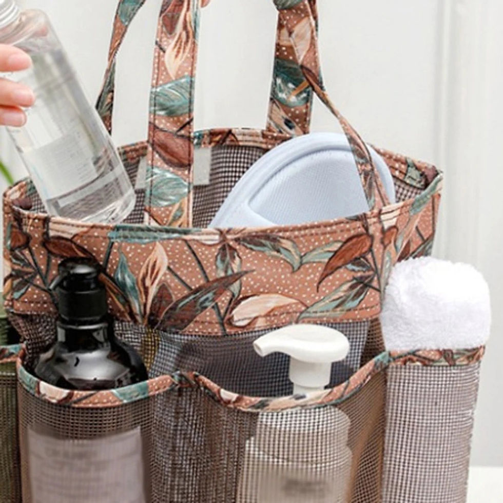 Thumbnail: Mesh Shower Caddy Tote Bag Portable for College Dorm Room Essentials Shower Cadd