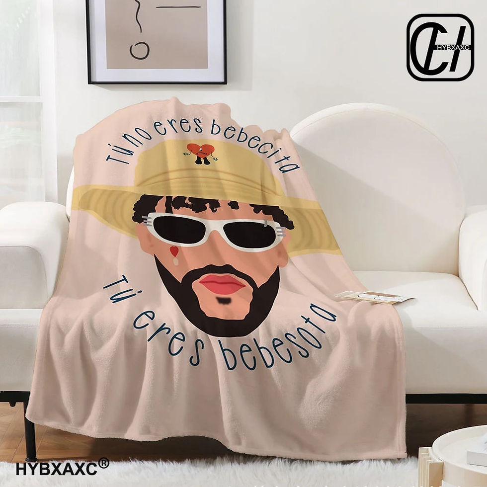Thumbnail: Cartoon Bad Bunny Blanket Flannel Blankets Pop Latin Music Warm Plush Fleece Thr