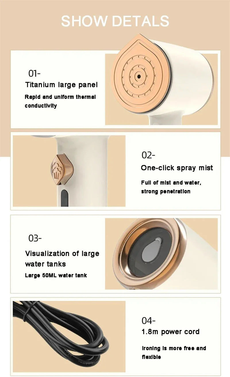 Thumbnail: Mini Portable Garment Steamer Fabric Steam Iron For Clothes Travel Home Applianc