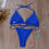 Thumbnail: Sexy Women Thong Bikini Set Side Halter Tie Swimsuit Ladies Split Strap Adjustab