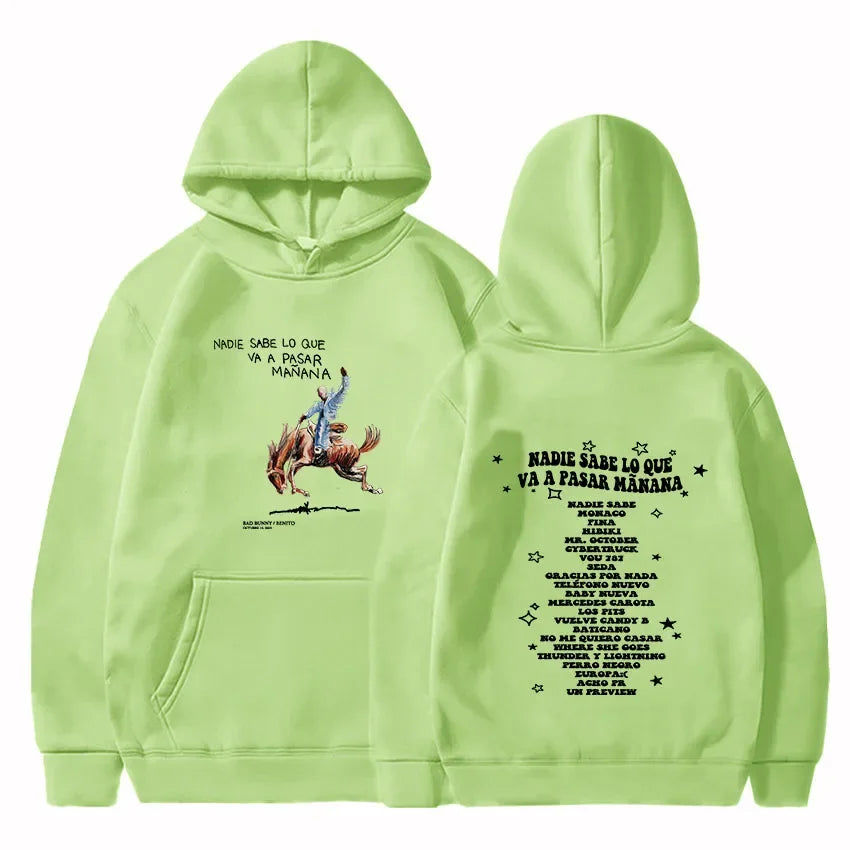 Thumbnail: Bad Bunny New Album Nadie Sabe Lo Que Va Pasar Manana Hoodies Men Letter Printed