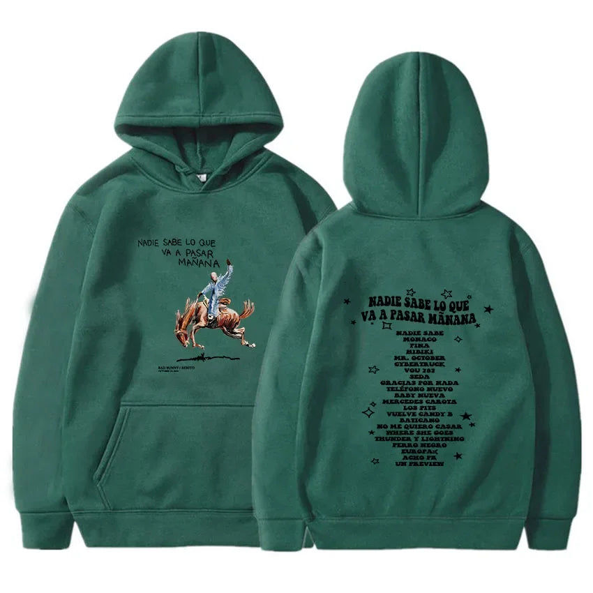 Thumbnail: Bad Bunny New Album Nadie Sabe Lo Que Va Pasar Manana Hoodies Men Letter Printed