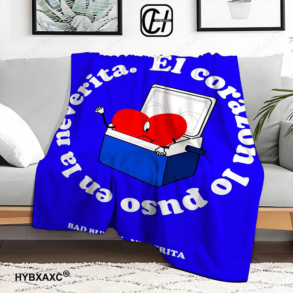 Thumbnail: Cartoon Bad Bunny Blanket Flannel Blankets Pop Latin Music Warm Plush Fleece Thr