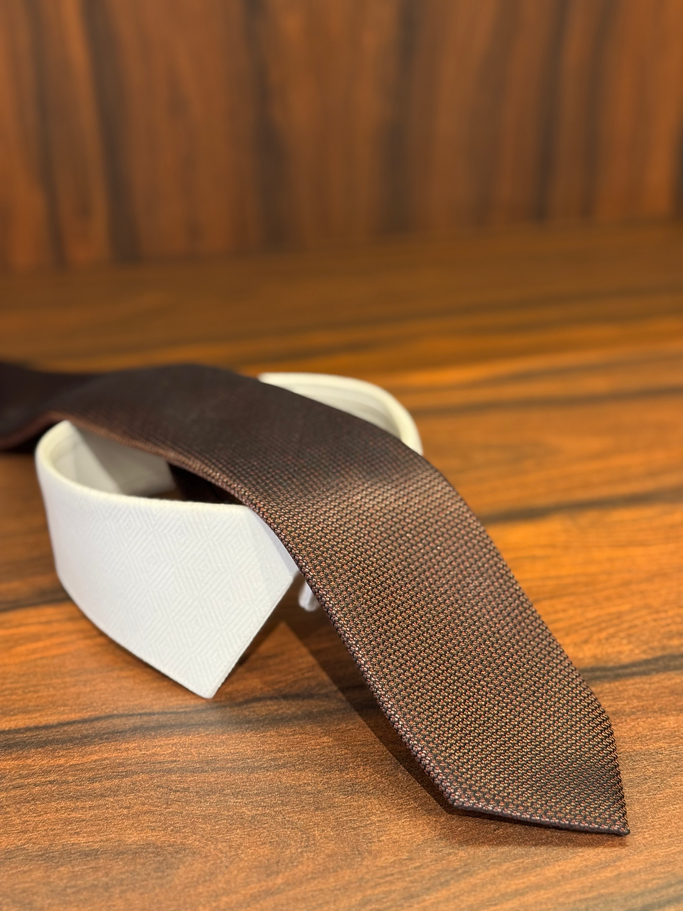 Miniatura: Gravata de Seda Jacquard Marrone