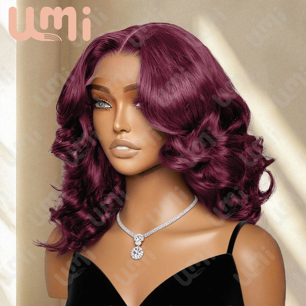 Burgundy Body Wave Short Bob Lace Frontal Wig