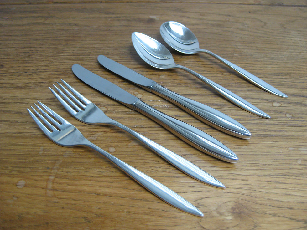 Thumbnail: Prachtig vintage, retro, verzilverd bestek, in kist, Mid-Century