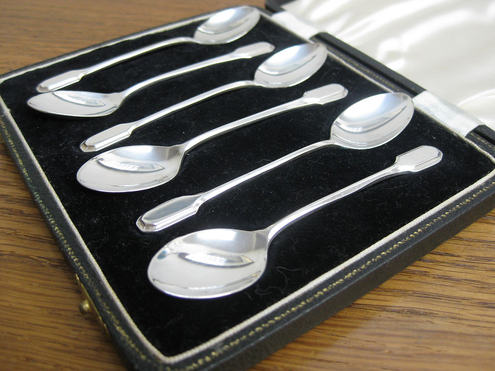 Thumbnail: Verzilverde koffielepeltjes, Art Deco, strak model