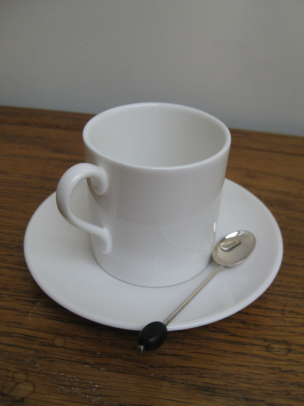 Thumbnail: Verzilverde koffielepeltjes, zwart boontje, Art Deco