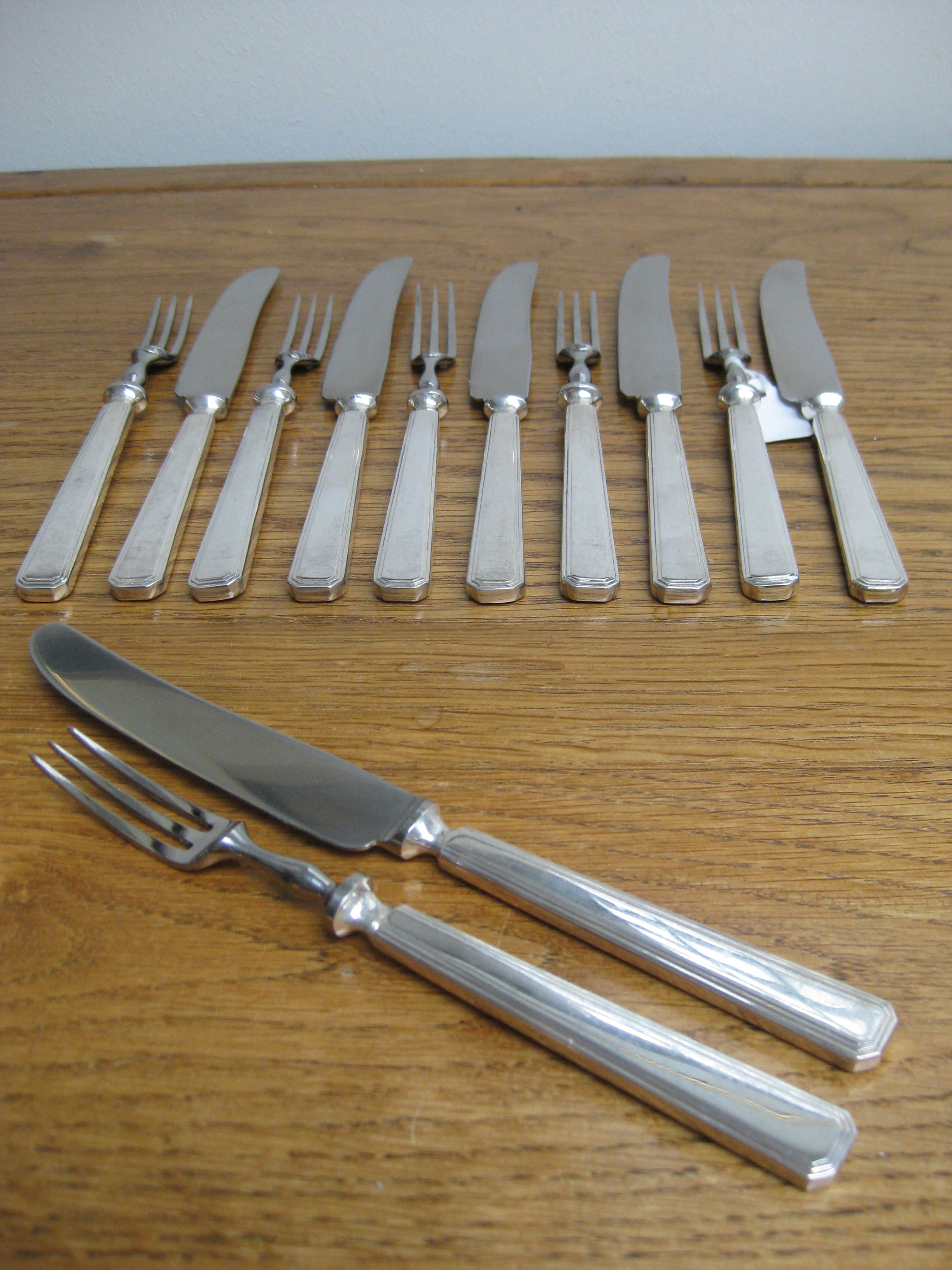 Verzilverd fruitbestek, strak, klassiek, 6 pers, voorgerecht of gebak