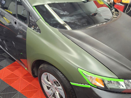Matte Green 3M Honda Civic Wrap with Carbon Hood – Auto Style PPF Naperville