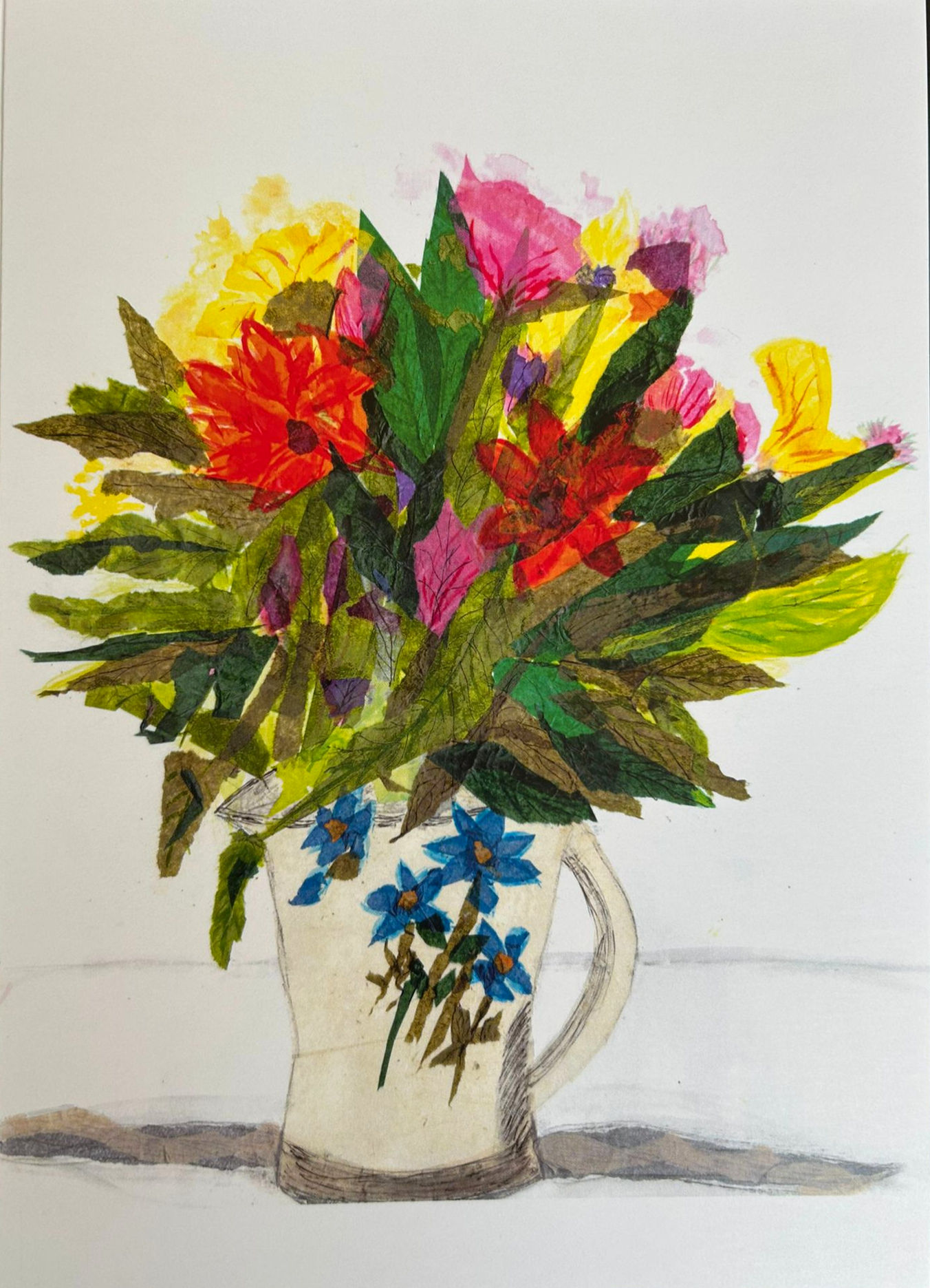 'Flowers in a Vase' collage card with envelope