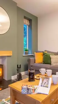 Cozy lounge with wood-burning stove