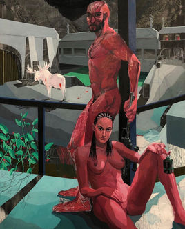 Bull moose - de_aztec - oil, tempera, crayon on canvas 122X90 cm.jpg