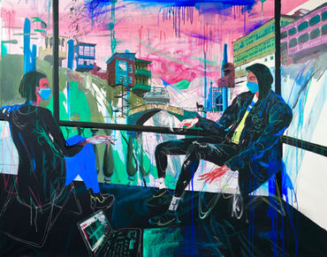 Love without proximity - oil, tempera, crayon, ink on canvas 150X180 cm.jpeg