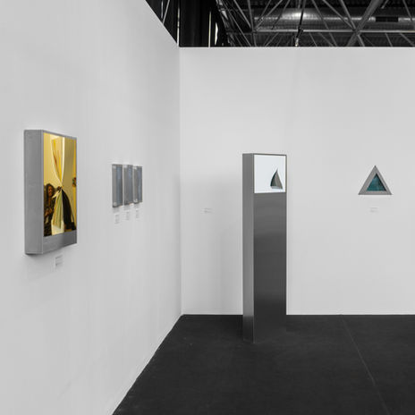 Installation view of KERA Gallery’s booth at TAF 2022, featuring sculptural works by Edoardo Dionea Cicconi