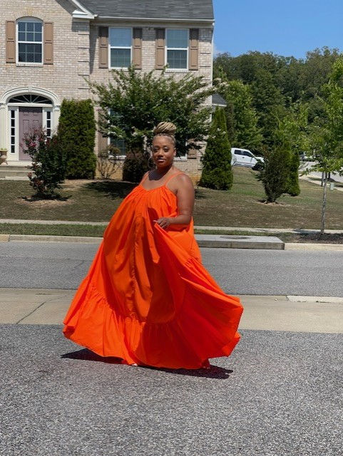 Thumbnail: Ghana Dreaming Maxi Dress - Neon Orangey 