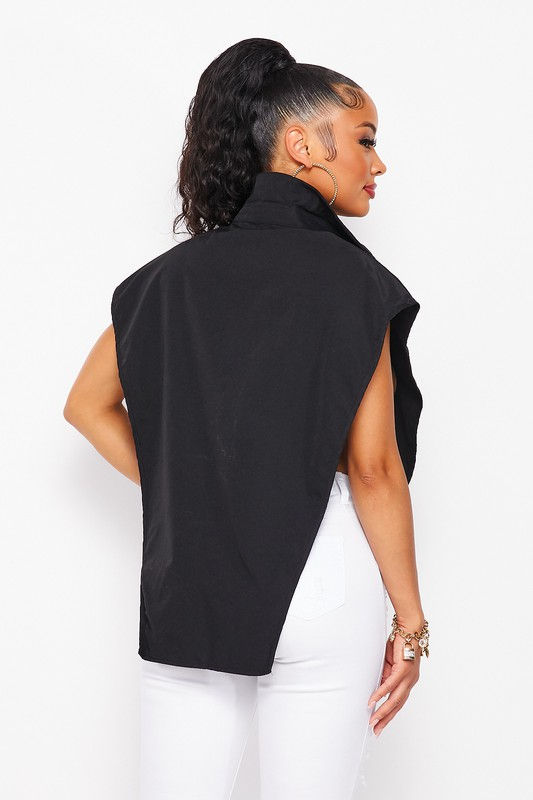 Thumbnail: Next Level Sleeveless Open Side Button Down Top - Black