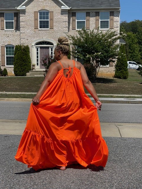 Thumbnail: Ghana Dreaming Maxi Dress - Neon Orangey 