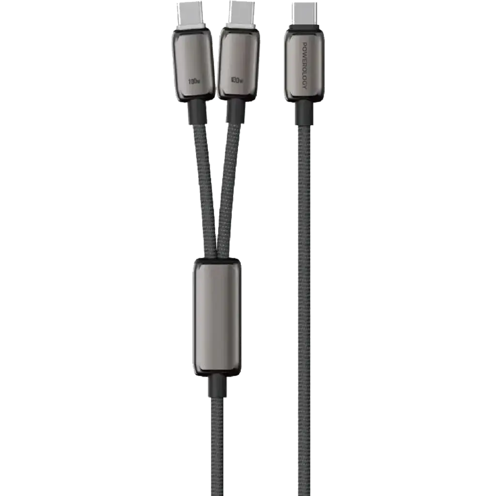 Powerology Zinco Series 2-in-1 Dual USB-C Cable