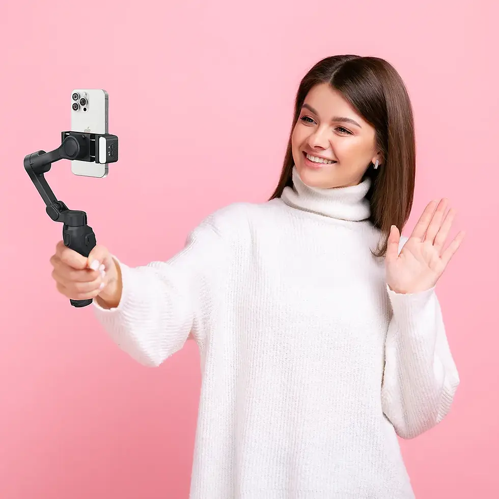 Thumbnail: Porodo 3-Axis Gimbal Stabilizer with Magnetic Fill Light – Black
