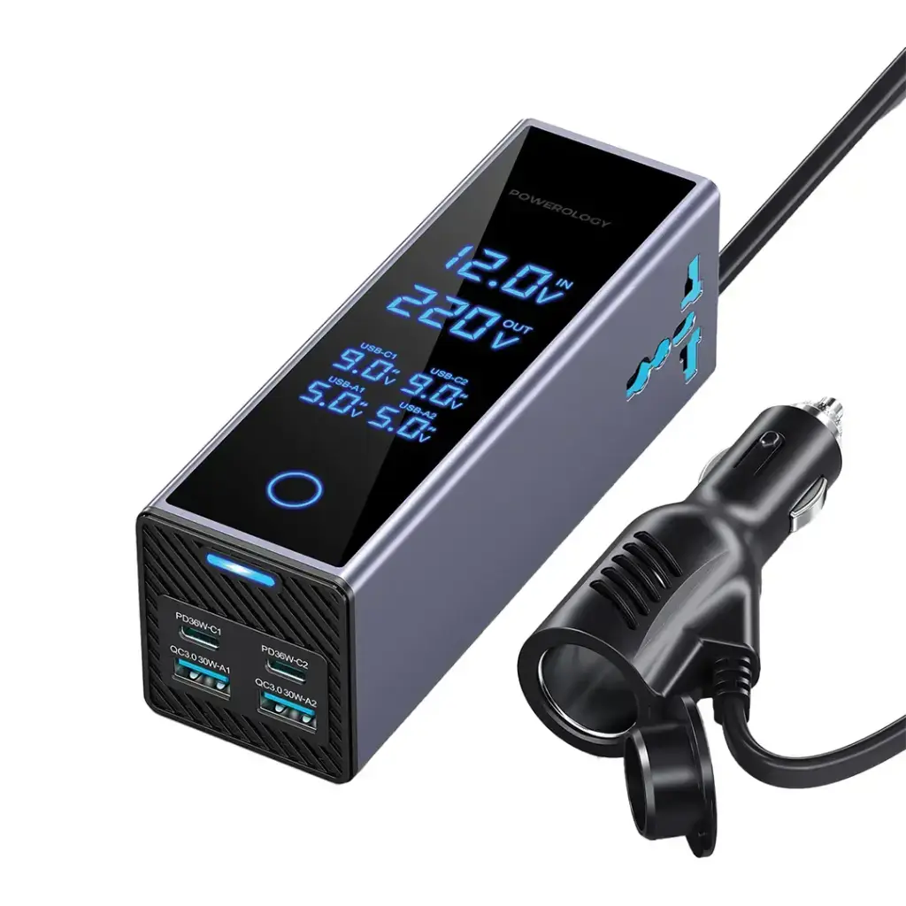 Powerology 2AC Socket Car Power Inverter – 300W