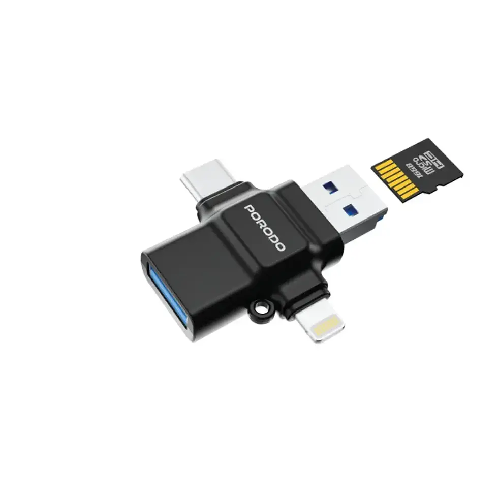 Porodo 4-in-1 OTG Adapter with TF Card Reader