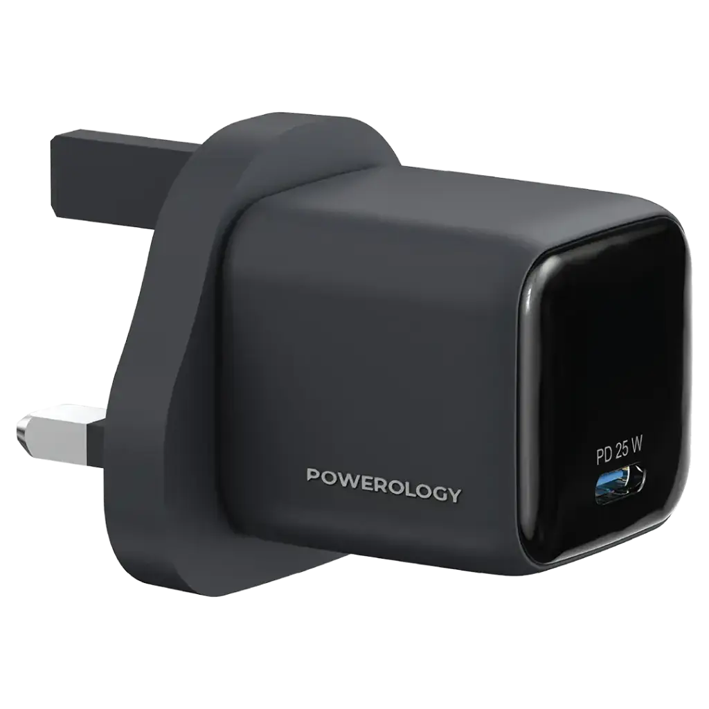 Powerology Volt-X 25W Mini GaN Wall Charger with Type-C to Type-C Cable